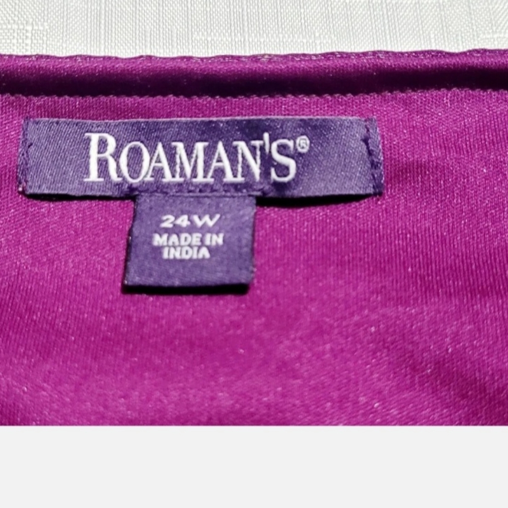 Roamans Top Purple Sequined embroidery Blouse Sz 24W 2 pieces - Picture 7 of 8